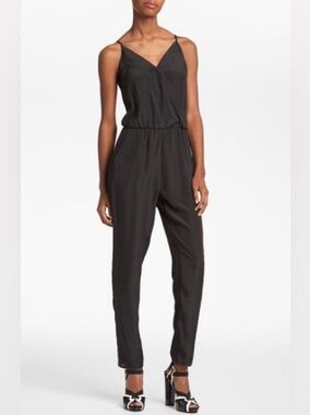 RBL Tatoo Sleeveless Faux Wrap Jumpsuit Black Size Large